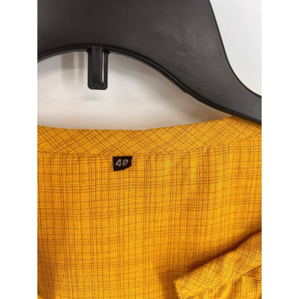 Unbranded Longline Topper Cardigan House Coat Size 40 Yellow Embroidered Border - Picture 3 of 6